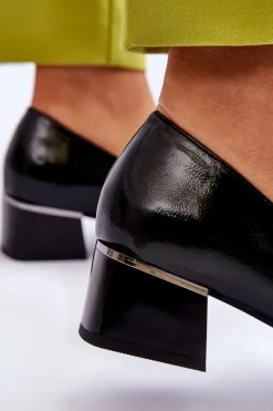 New Buty damskie Vinceza Modne Lakierowane Czółenka Z Ozdobną Kokardą Czarne Shira