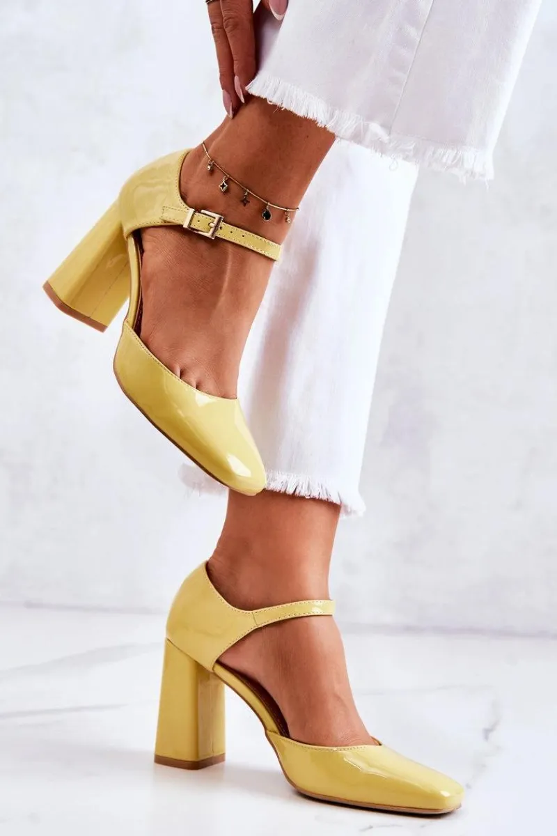 Hot Modne Lakierowane Czółenka Na Słupku Żółte Maoris Damskie Czółenka Na Słupku|Czółenka Klasyczne