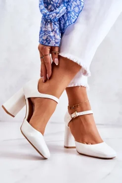 Online Modne Lakierowane Czółenka Na Słupku Białe Maoris Damskie Czółenka Na Słupku|Czółenka Klasyczne