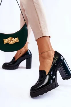 Online Modne Lakierowane Czółenka Na Masywnej Platformie Zielone Margott Damskie Czółenka Na Platformie|Czółenka Na Słupku