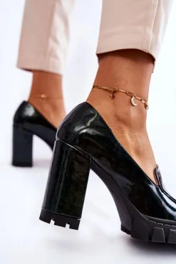 Online Modne Lakierowane Czółenka Na Masywnej Platformie Zielone Margott Damskie Czółenka Na Platformie|Czółenka Na Słupku