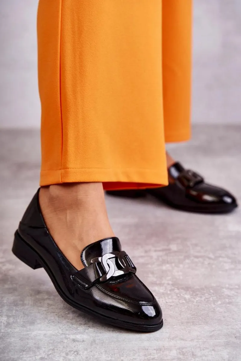 Półbuty Lakierowane|Mokasyny Damskie Lakierowane>Buty damskie Vinceza Modne Lakierowane Półbuty Loafery Czarne Trine