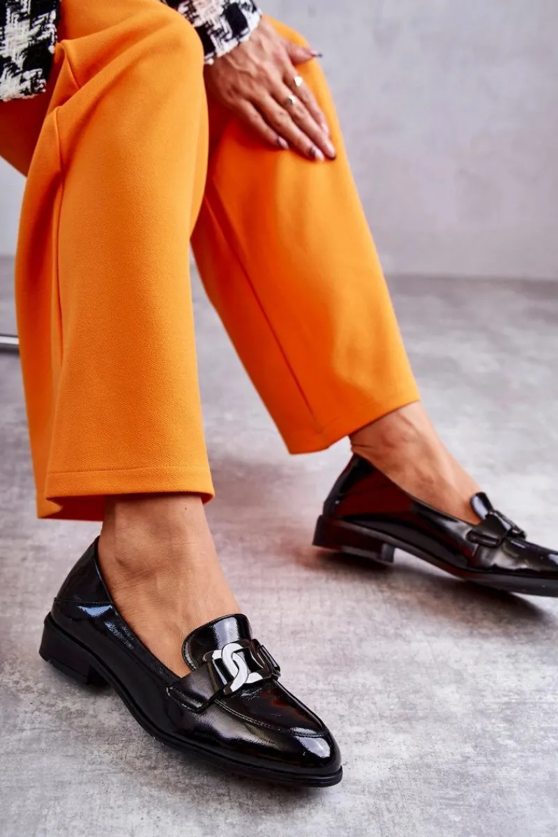 Półbuty Lakierowane|Mokasyny Damskie Lakierowane>Buty damskie Vinceza Modne Lakierowane Półbuty Loafery Czarne Trine