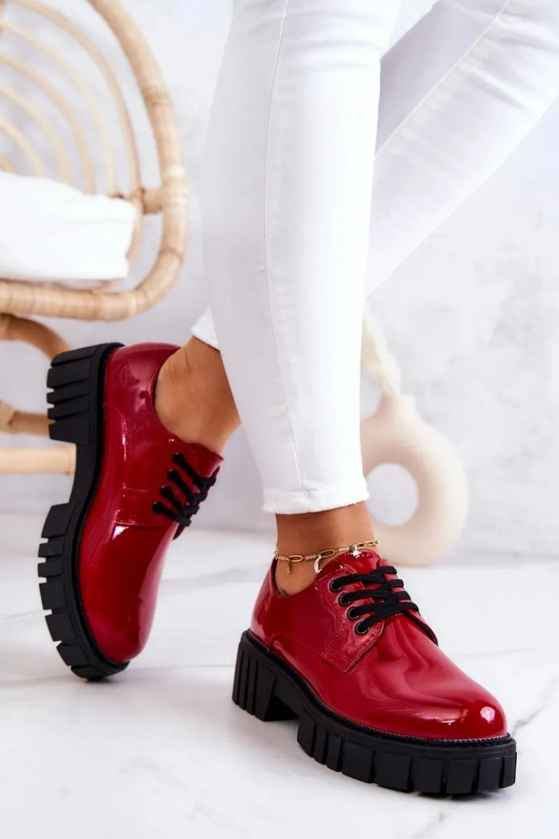 Clearance Modne Lakierowane Półbuty La.Fi 210013R-LA Czerwone Damskie Półbuty Lakierowane