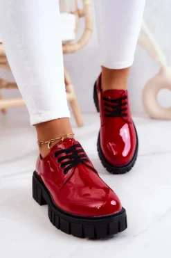 Clearance Modne Lakierowane Półbuty La.Fi 210013R-LA Czerwone Damskie Półbuty Lakierowane