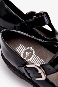 Zazoo Modne Lakierowane Półbuty Na Masywnej Platformie Czarne Colson