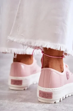 Best Big Star Shoes Modne Lakierowane Trampki Big Star KK274047 Różowe