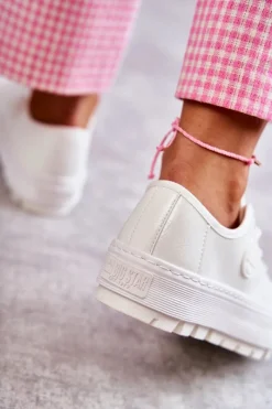 Hot Modne Lakierowane Trampki Big Star KK274045 Białe Damskie Trampki Damskie Big Star|Trampki Damskie Niskie