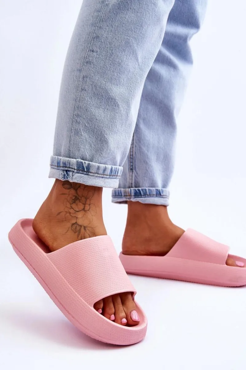 Klapki Basenowe>Boto Modne Lekkie Klapki Na Masywnej Podeszwie Różowe Rebel