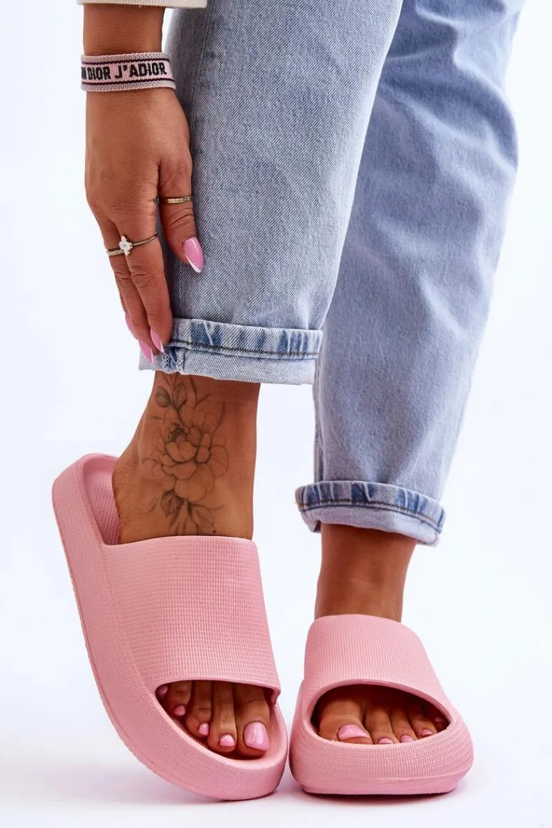 Klapki Basenowe>Boto Modne Lekkie Klapki Na Masywnej Podeszwie Różowe Rebel