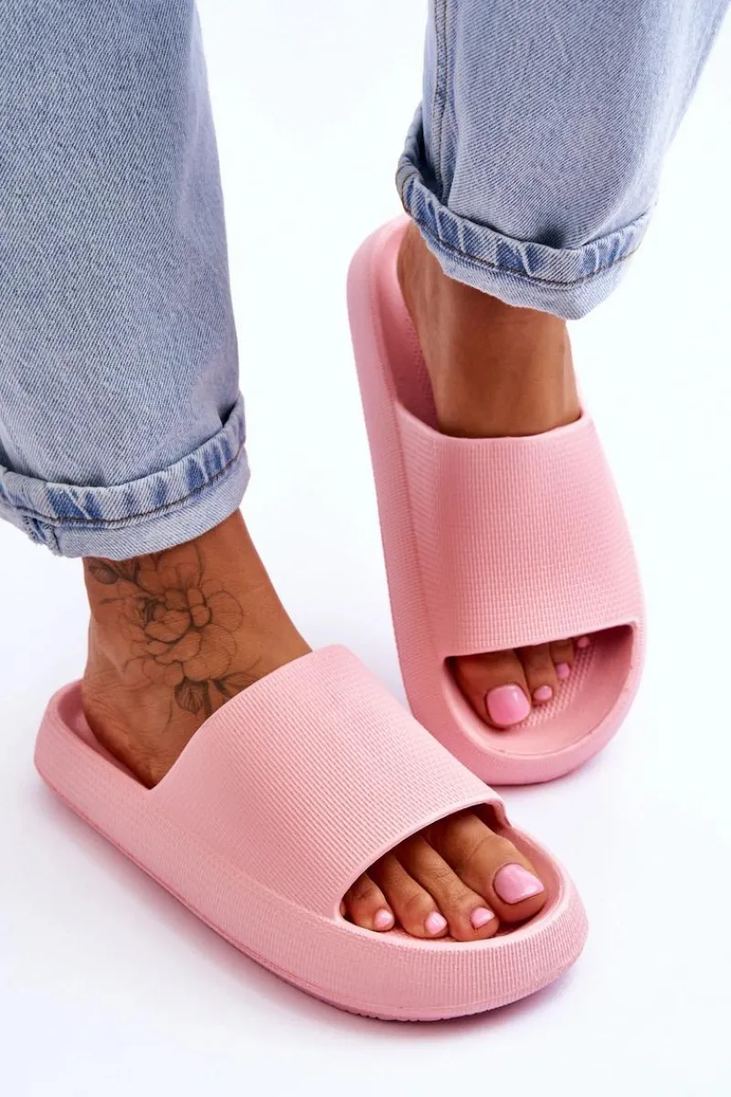 Klapki Basenowe>Boto Modne Lekkie Klapki Na Masywnej Podeszwie Różowe Rebel