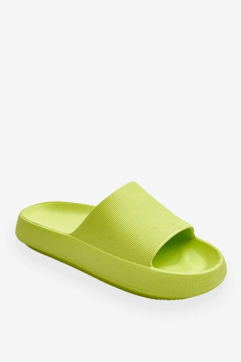 Online Boto Modne Lekkie Klapki Na Masywnej Podeszwie Limonkowe Rebel