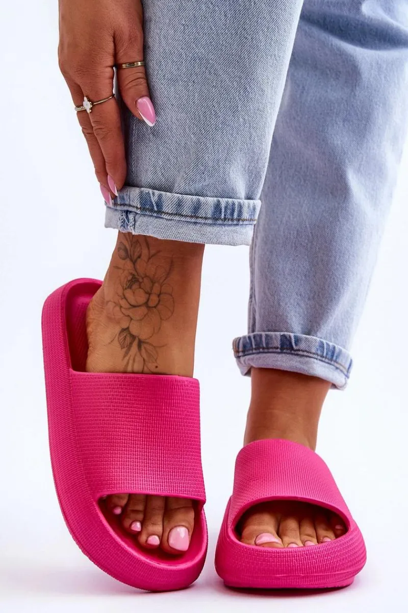 Klapki Basenowe>Boto Modne Lekkie Klapki Na Masywnej Podeszwie Fuksja Rebel