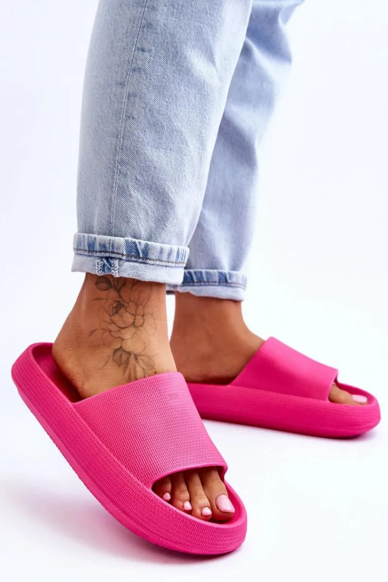 Klapki Basenowe>Boto Modne Lekkie Klapki Na Masywnej Podeszwie Fuksja Rebel