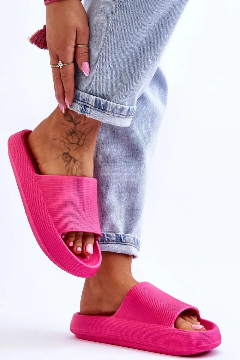 Klapki Basenowe>Boto Modne Lekkie Klapki Na Masywnej Podeszwie Fuksja Rebel