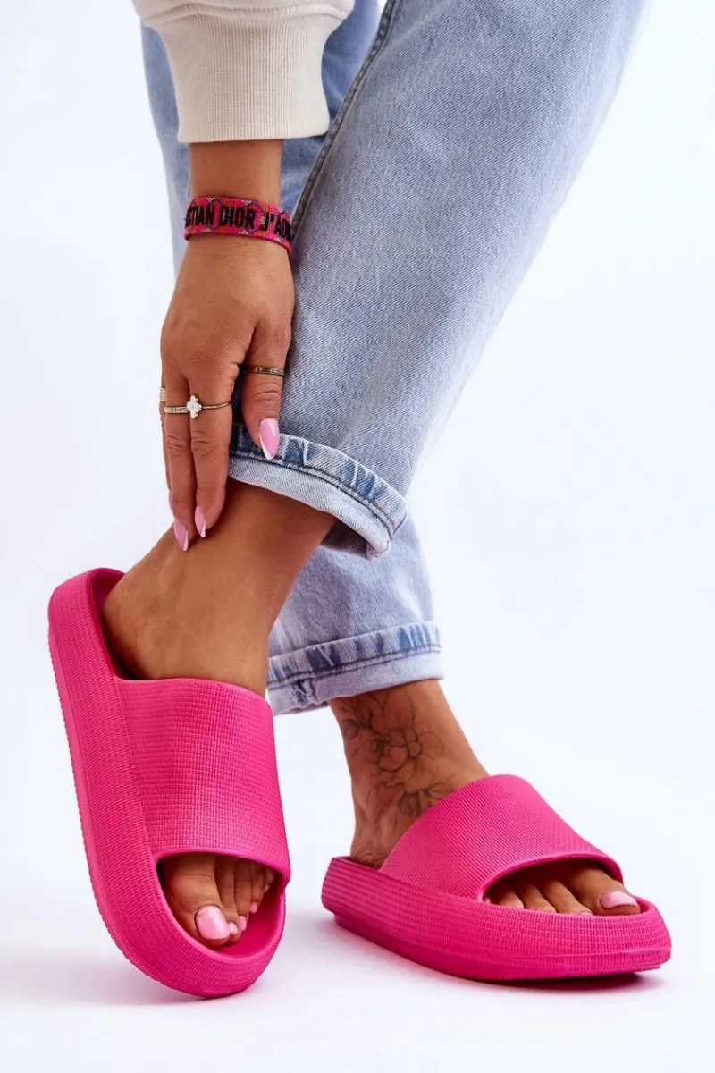 Klapki Basenowe>Boto Modne Lekkie Klapki Na Masywnej Podeszwie Fuksja Rebel