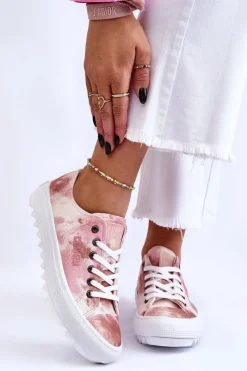 Online Big Star Shoes Modne Niskie Trampki Big Star LL274044 Różowo-Beżowe