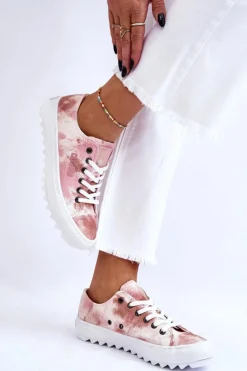 Online Big Star Shoes Modne Niskie Trampki Big Star LL274044 Różowo-Beżowe