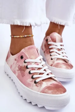 Online Big Star Shoes Modne Niskie Trampki Big Star LL274044 Różowo-Beżowe