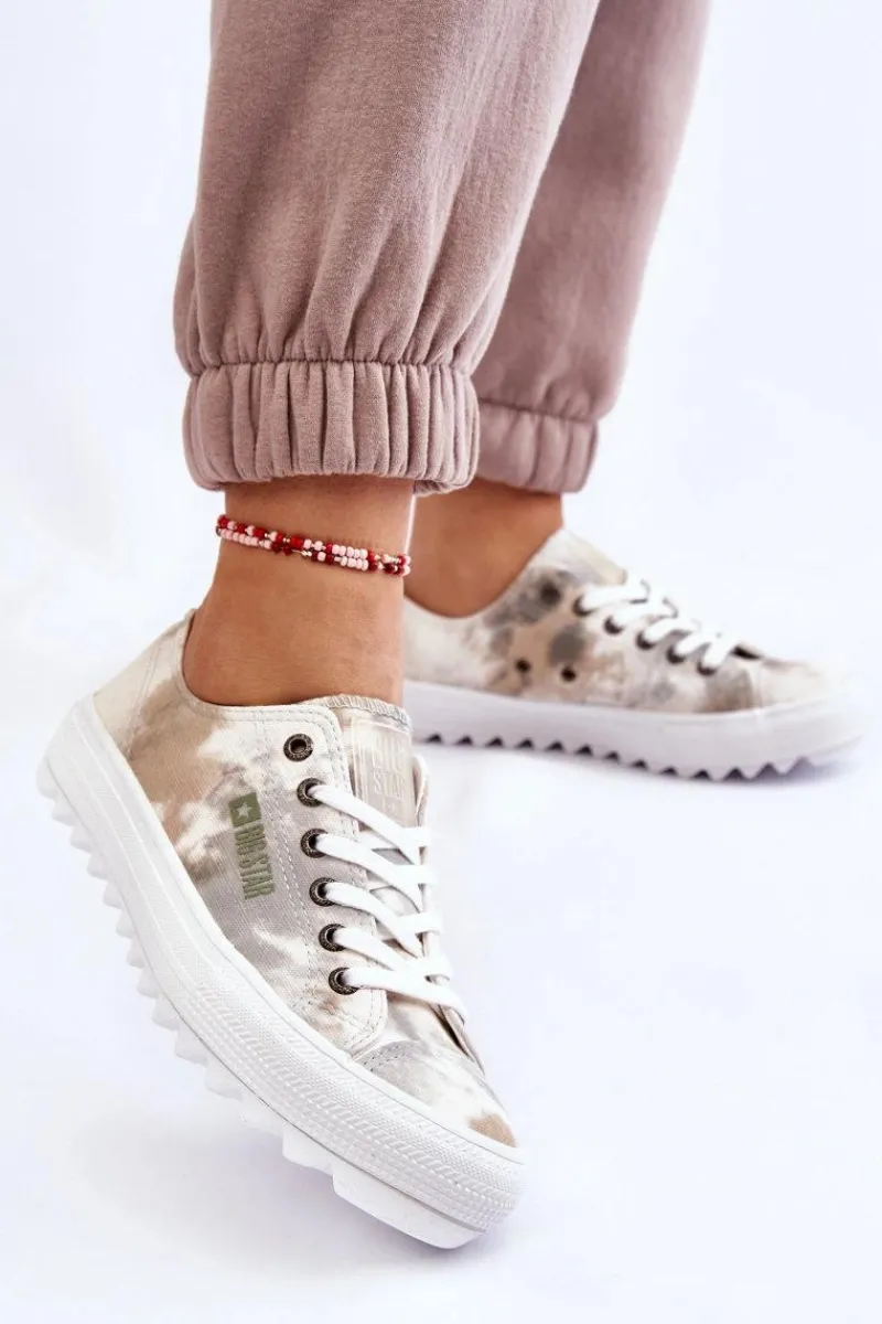 Discount Modne Niskie Trampki Big Star LL274043 Biało-Szare Damskie Trampki Damskie Big Star|Trampki Damskie Niskie