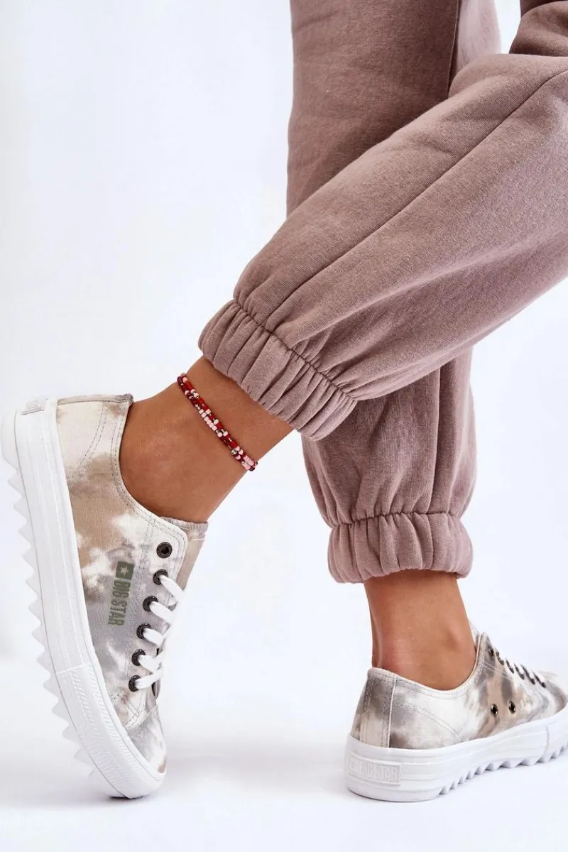 Discount Modne Niskie Trampki Big Star LL274043 Biało-Szare Damskie Trampki Damskie Big Star|Trampki Damskie Niskie