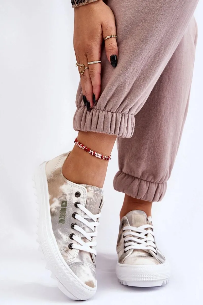 Discount Modne Niskie Trampki Big Star LL274043 Biało-Szare Damskie Trampki Damskie Big Star|Trampki Damskie Niskie