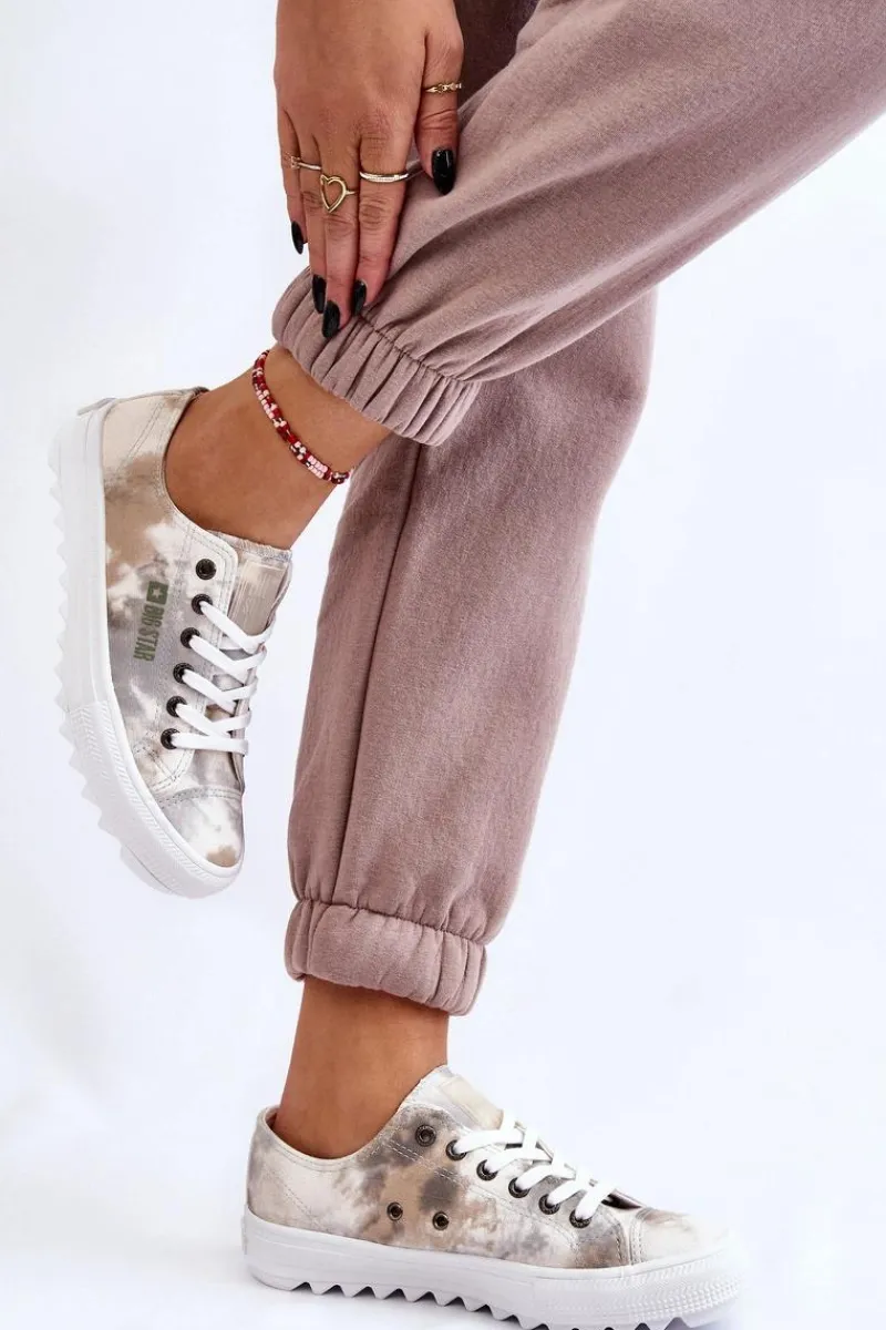 Discount Modne Niskie Trampki Big Star LL274043 Biało-Szare Damskie Trampki Damskie Big Star|Trampki Damskie Niskie