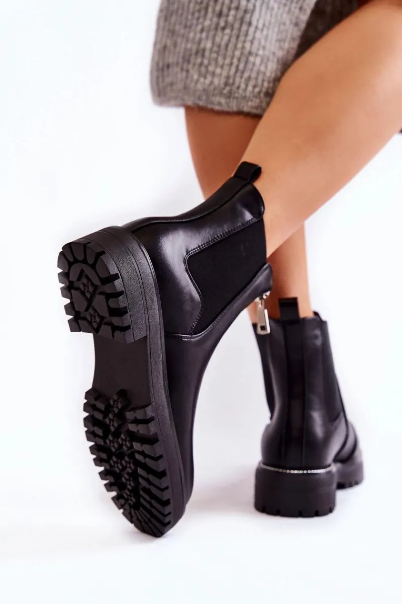 Online Boto Modne Ocieplane Botki Sztyblety Czarne Madeleine