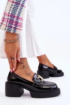 Mokasyny Damskie Lakierowane|Czółenka Na Słupku><noscript><img width=