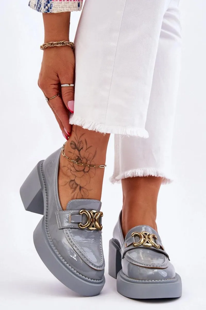 Damskie buty S.Barski Modne Półbuty Czółenka Na Masywnym Obcasie Jasnoniebieskie Imani