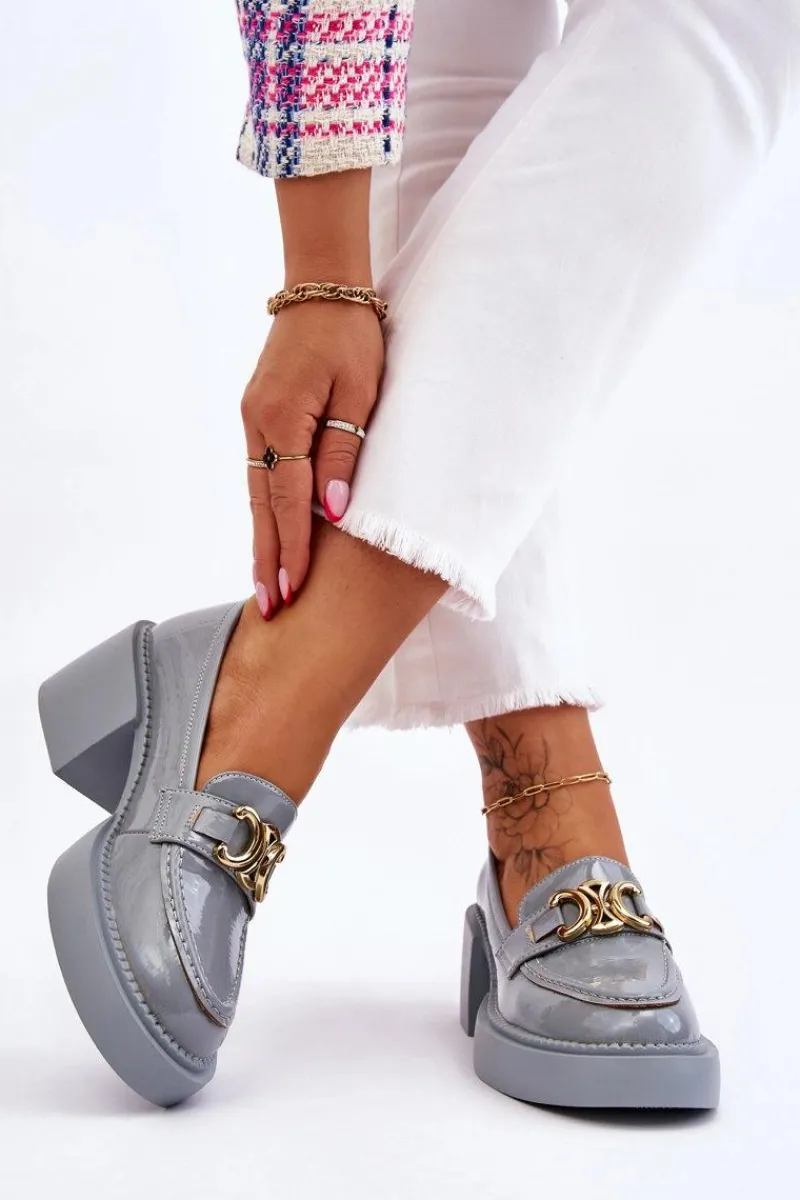 Damskie buty S.Barski Modne Półbuty Czółenka Na Masywnym Obcasie Jasnoniebieskie Imani