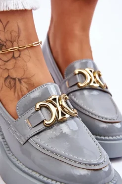 Damskie buty S.Barski Modne Półbuty Czółenka Na Masywnym Obcasie Jasnoniebieskie Imani