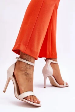 Sandały Na Obcasie>Buty damskie Vinceza Modne Sandałki Szpilki Holograficzne Beżowe Rayden