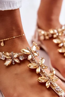 Modne Sandały Japonki Z Motylami Jasnobeżowe Jennissa Damskie Sandały Płaskie