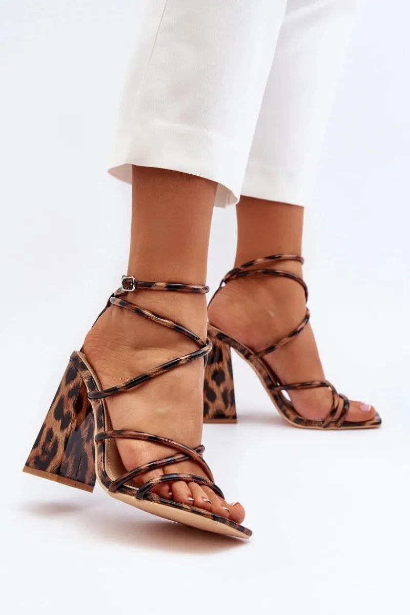 Hot Boto Modne Sandały Na Obcasie Brązowe Josette