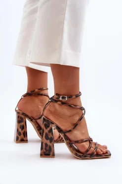 Hot Boto Modne Sandały Na Obcasie Brązowe Josette