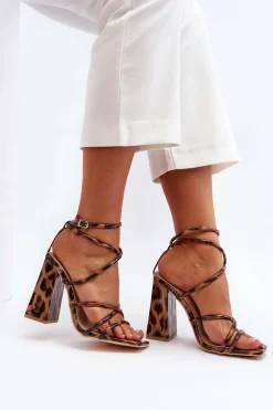 Hot Boto Modne Sandały Na Obcasie Brązowe Josette
