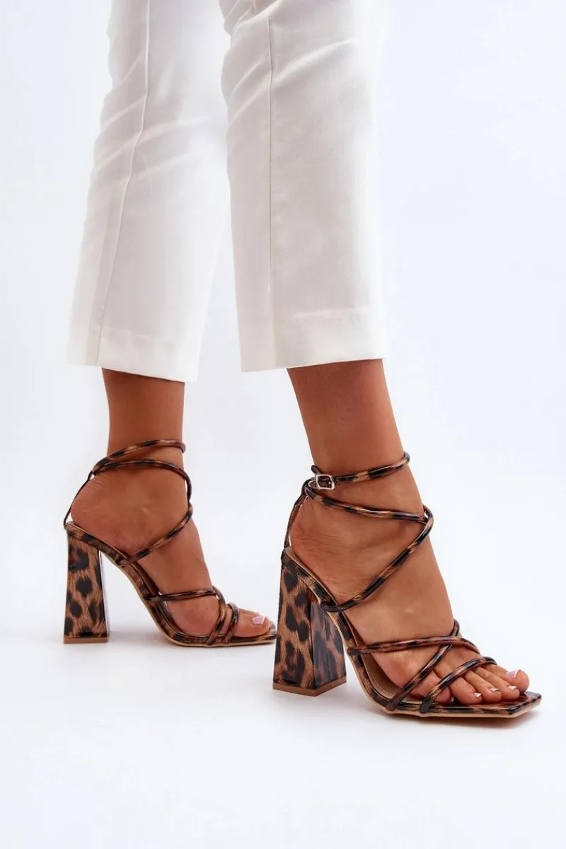 Hot Boto Modne Sandały Na Obcasie Brązowe Josette