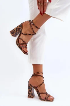 Hot Boto Modne Sandały Na Obcasie Brązowe Josette