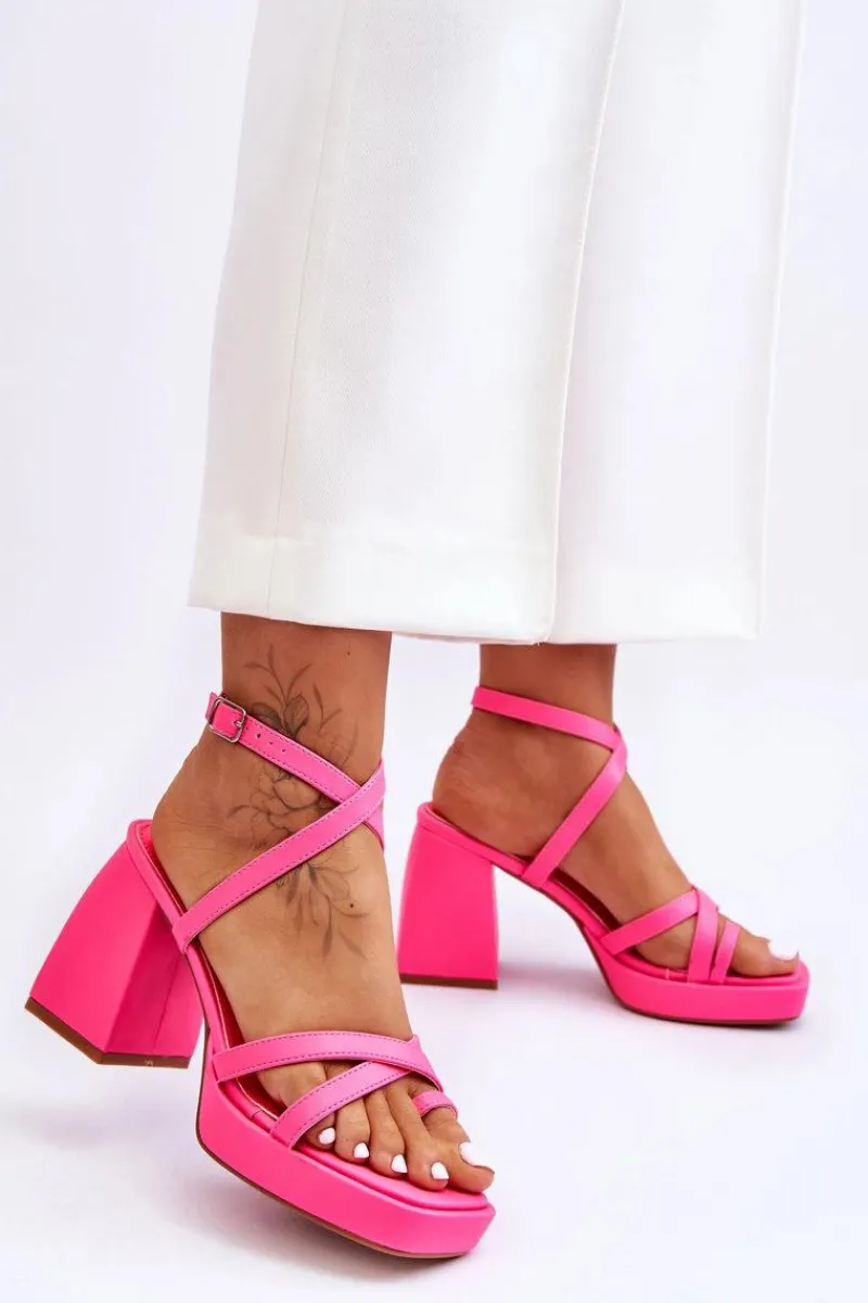 Boto Modne Sandały Na Obcasie I Platformie Różowe Secret Rose