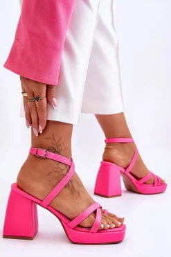 Boto Modne Sandały Na Obcasie I Platformie Różowe Secret Rose