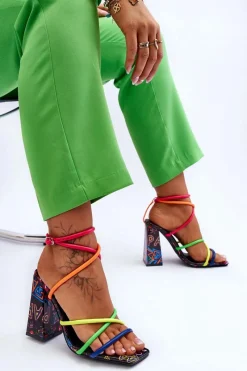 Boto Modne Sandały Na Obcasie Multikolor Josette Wielokolorowy