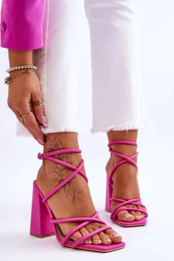 Best Boto Modne Sandały Na Obcasie Różowe Josette