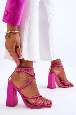 Best Boto Modne Sandały Na Obcasie Różowe Josette