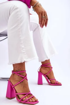 Best Boto Modne Sandały Na Obcasie Różowe Josette