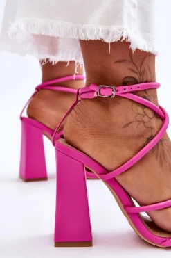 Best Boto Modne Sandały Na Obcasie Różowe Josette