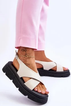 Online Evento Modne Sandały Na Platformie Beżowe Chester