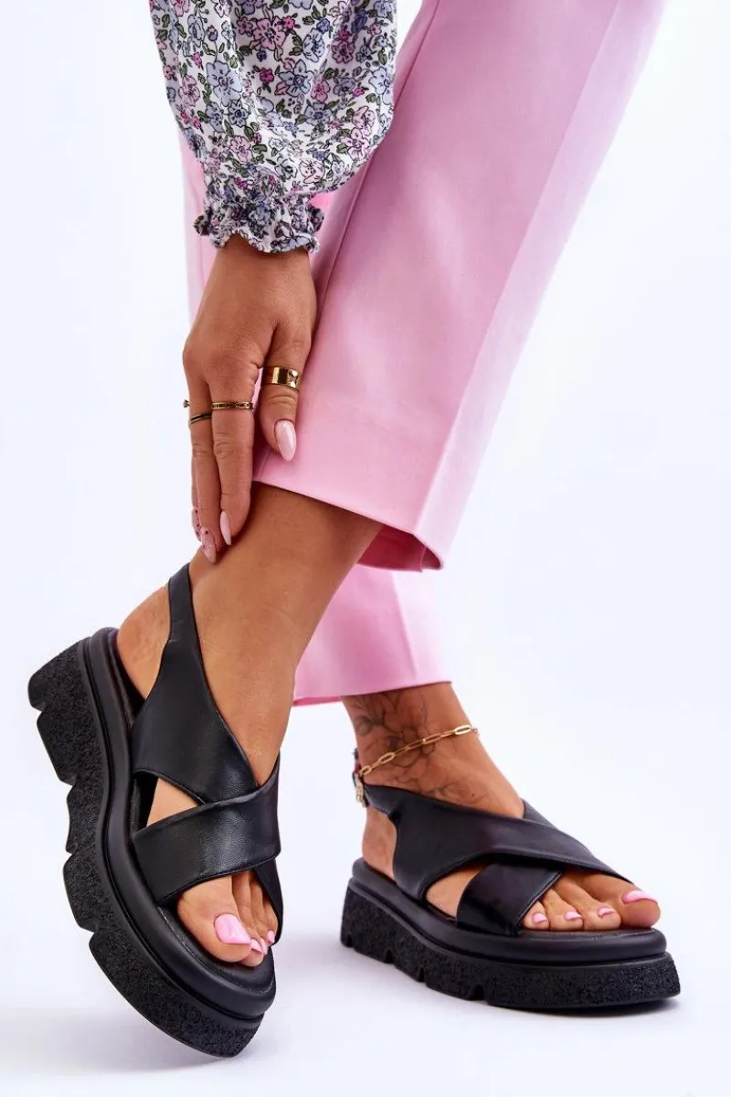 Sandały Płaskie>Evento Modne Sandały Na Platformie Czarne Chester
