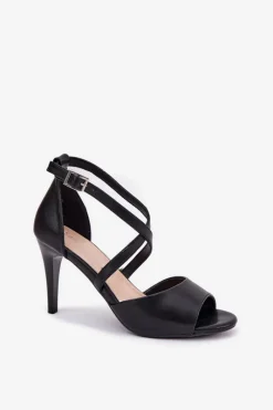 Sale Buty Sergio Leone Modne Sandały Na Szpilce Czarne Loressa Czarny