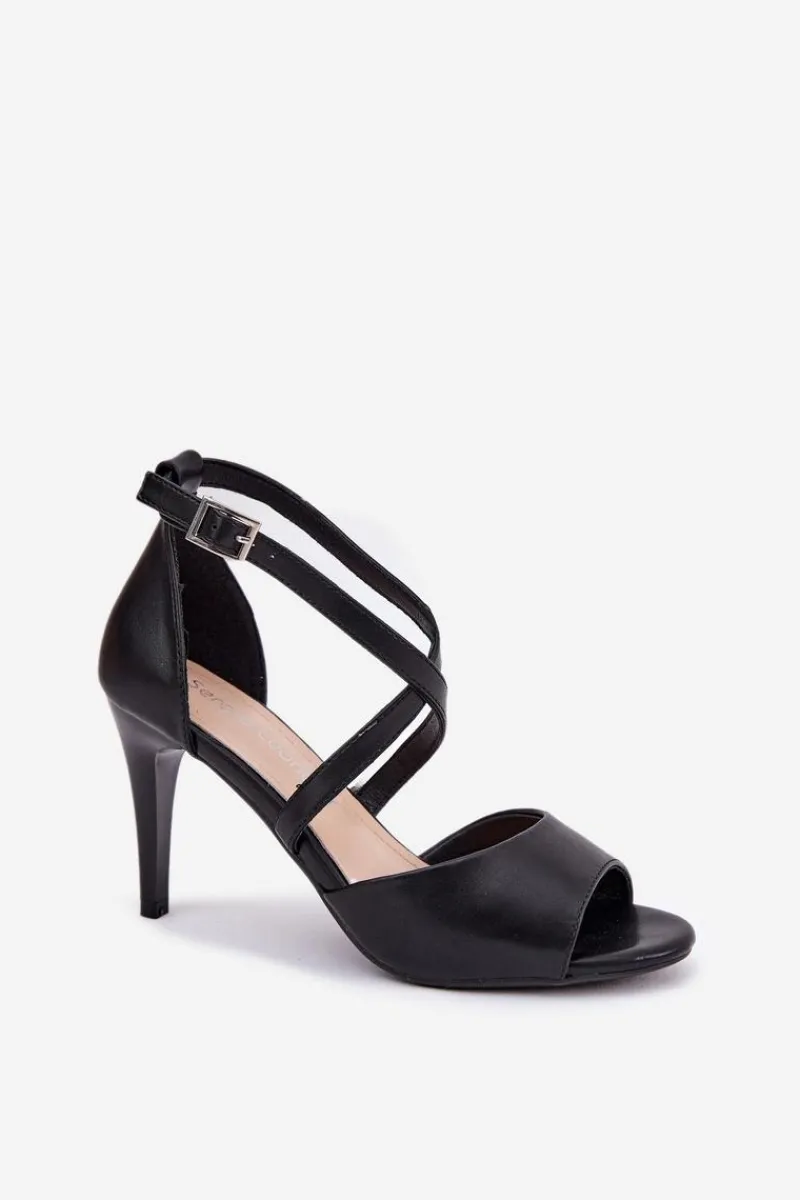 Sale Buty Sergio Leone Modne Sandały Na Szpilce Czarne Loressa Czarny